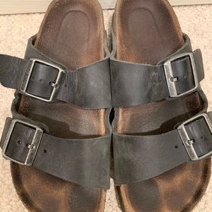 Black Birkenstocks with Silver Accent